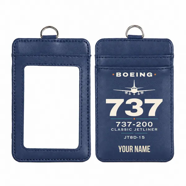 Boeing 737-200 - Heritage - ID Card Holder - Navy Blue + Name