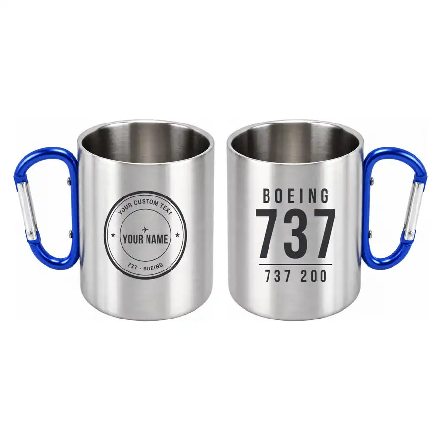 Boeing 737-200 - Outdoors Mug - Tag + Name - Blue