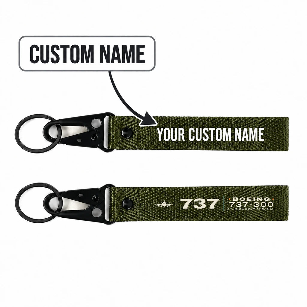 Boeing 737-300 Classic Hawk-Shaped Key Chains - Dark Green - Heritage - Personalized