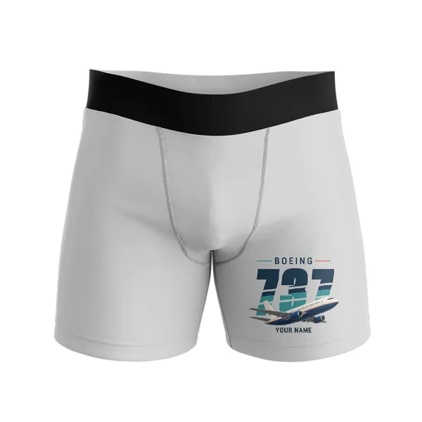 Boeing 737-300 Classic - Men Boxers - Original + Name - Light Gray