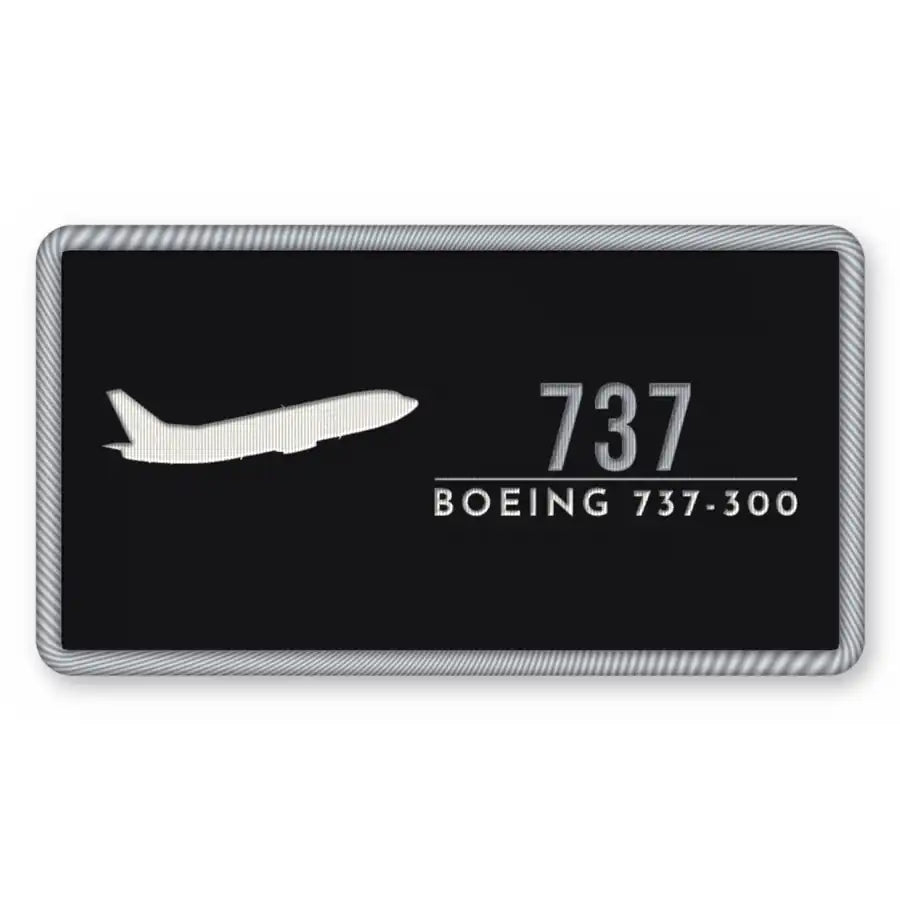 Boeing 737-300 Classic Patches - Rectangle - Black Silver