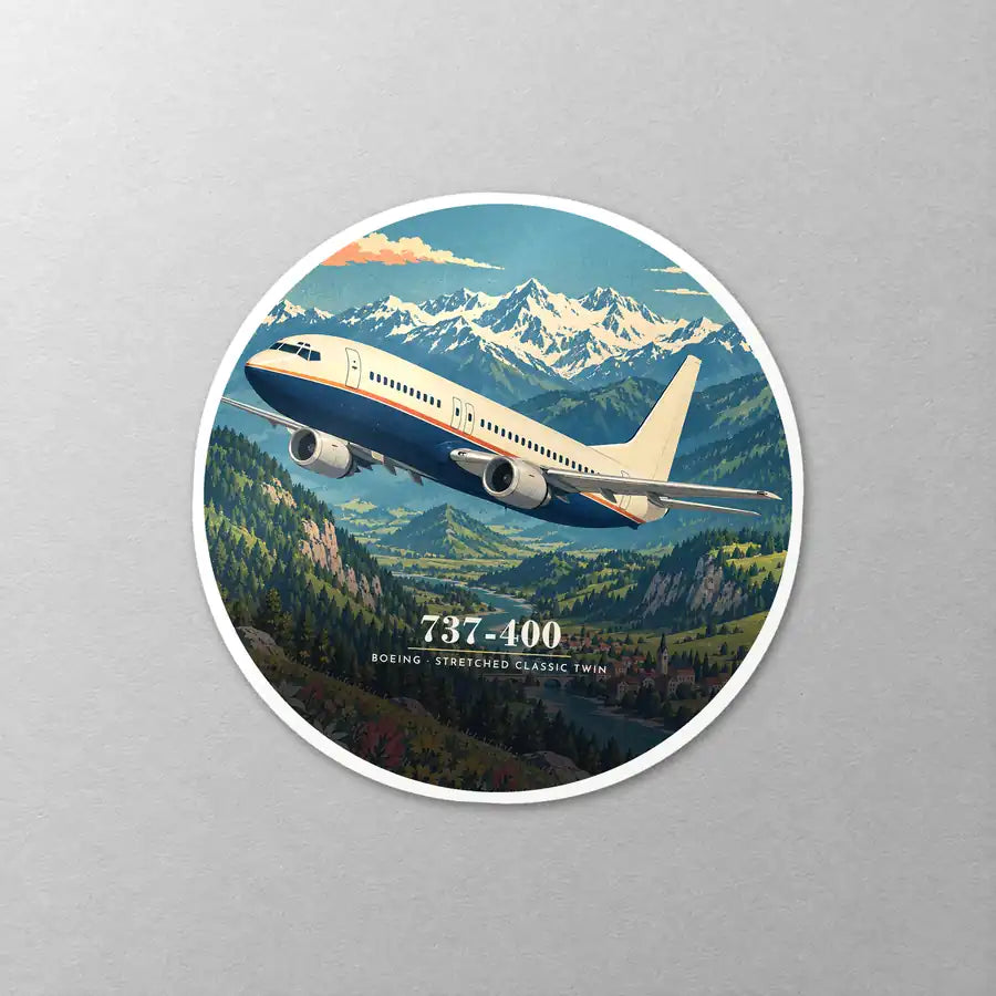 Boeing 737-400 Classic - 3D - Circle Sticker - Close-up