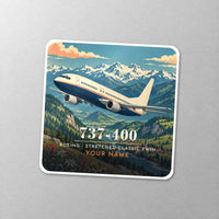 Thumbnail for Boeing 737-400 Classic - 3D + Name - Square Sticker - Close-up