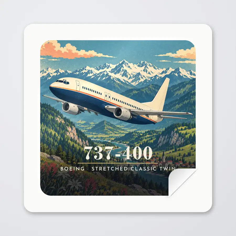 Boeing 737-400 Classic - 3D - Square Sticker - Peel