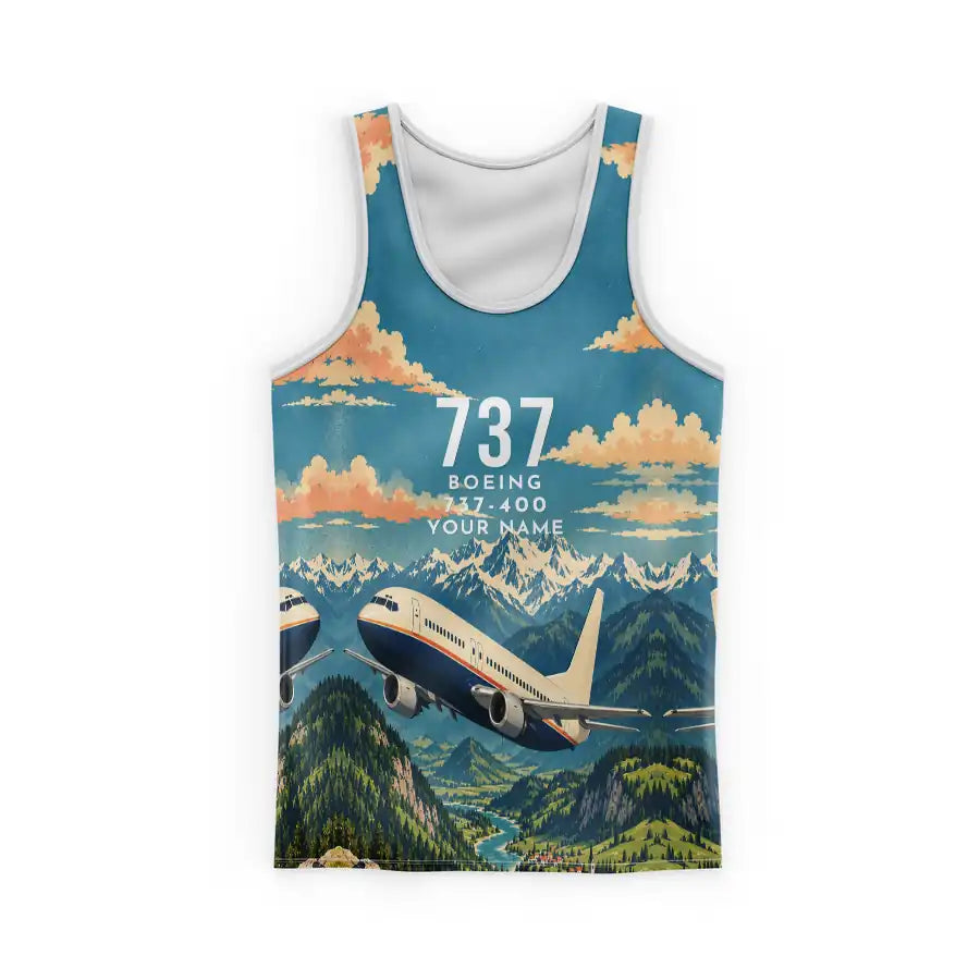 Boeing 737-400 Classic 3D All-Over Print Clothing - Tank Top - 3D + Name
