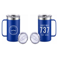 Thumbnail for Boeing 737-400 Classic - Beverage Mug - Tag + Name - Blue