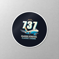 Thumbnail for Boeing 737-400 Classic - Cartoon - Circle Sticker - Close-up