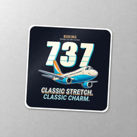 Thumbnail for Boeing 737-400 Classic - Cartoon - Square Sticker - Close-up