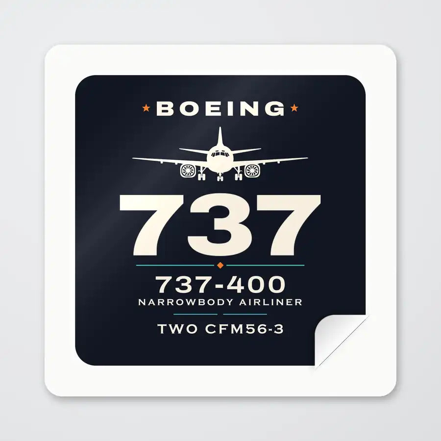 Boeing 737-400 Classic - Heritage - Square Sticker - Peel