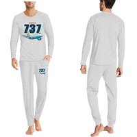 Thumbnail for Boeing 737-400 Classic - Men Pajamas - Cartoon Chest - Light Gray
