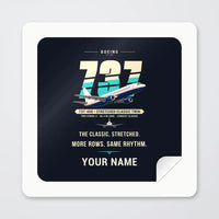 Thumbnail for Boeing 737-400 Classic - Original + Name - Square Sticker - Peel