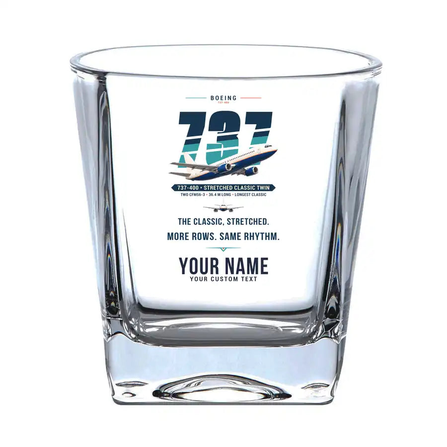 Boeing 737-400 Classic - Original + Name - Whiskey Glass