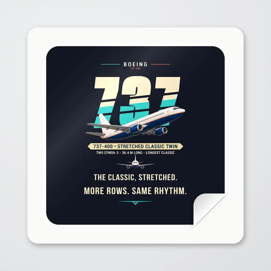 Boeing 737-400 Classic - Original - Square Sticker - Peel