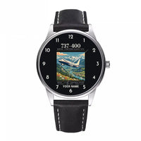Thumbnail for Boeing 737-400 Classic - Poster + Name - Leather Strap - Black Leather Strap