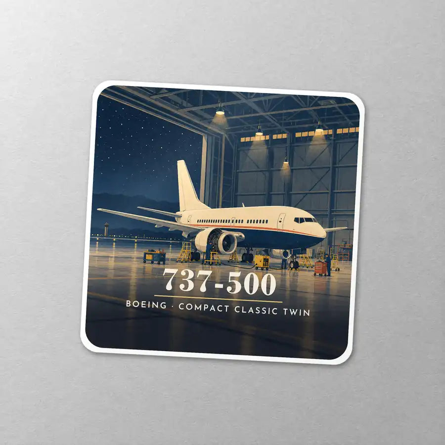 Boeing 737-500 Classic - 3D - Square Sticker - Close-up