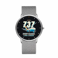 Thumbnail for Boeing 737-500 Classic - Cartoon - Slim Mesh - Silver and Silver Stainless Steel Strap