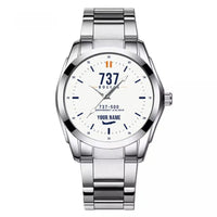 Thumbnail for Boeing 737-500 Classic - Classic - White + Name - Stainless Steel Band - For Men