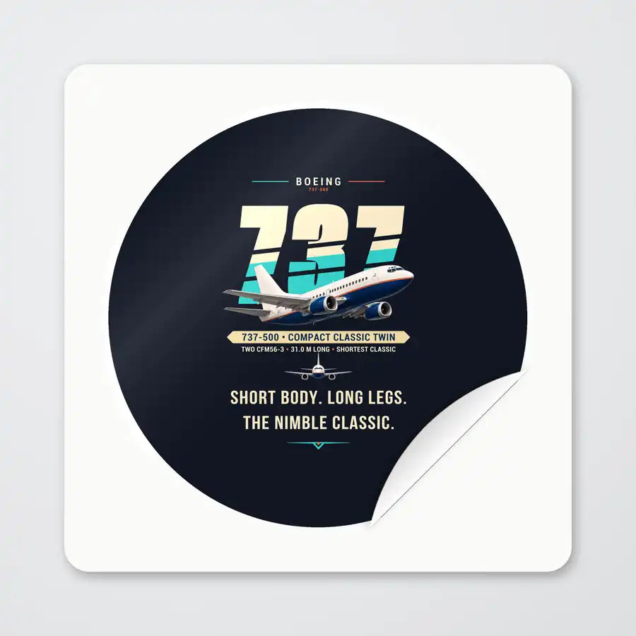 Boeing 737-500 Classic - Original - Circle Sticker - Peel