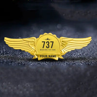 Thumbnail for Boeing 737-500 Classic Pilot Wing Badge - Gold + Name