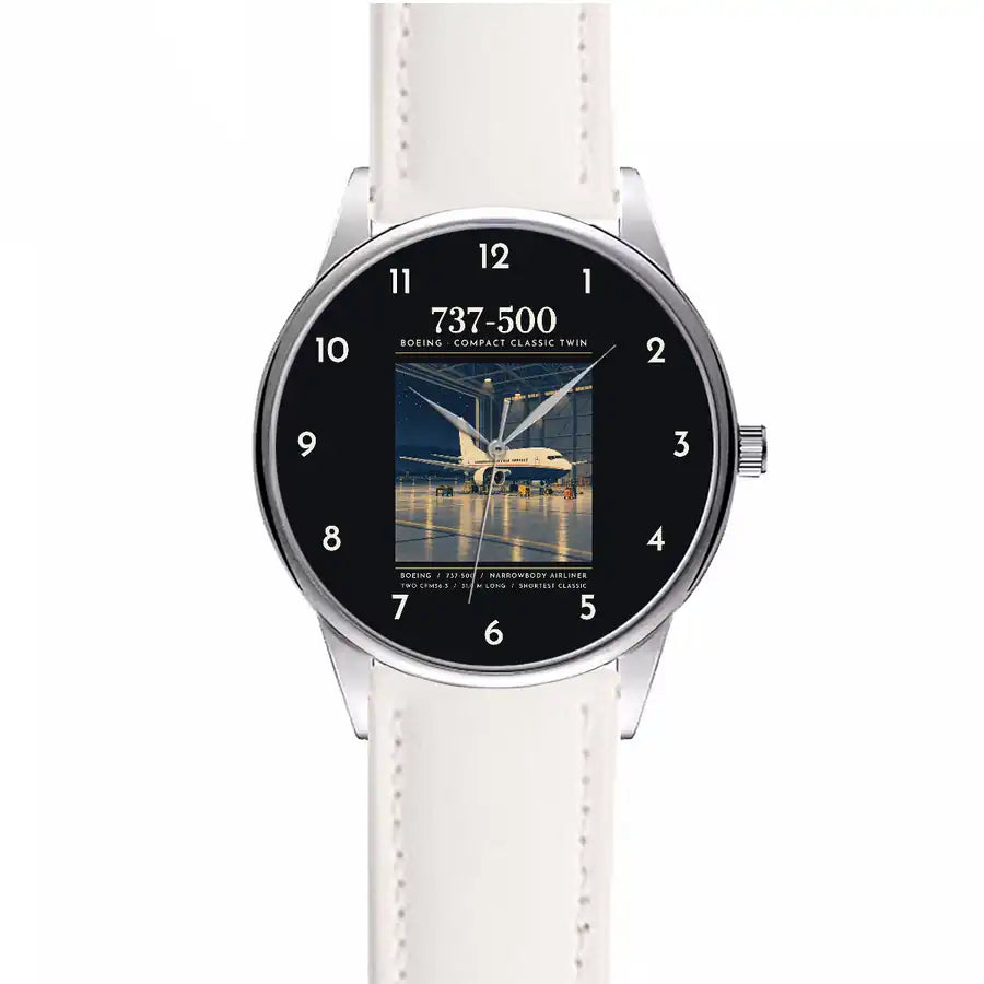 Boeing 737-500 Classic - Poster - Leather Strap - White Leather Strap