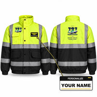 Thumbnail for Boeing 737-500 Classic Reflective Winter Jackets - Original + Name - Fluorescent Yellow & Navy