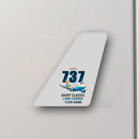 Thumbnail for Boeing 737-500 Classic - Tail Magnet - Cartoon + Name - Light Gray