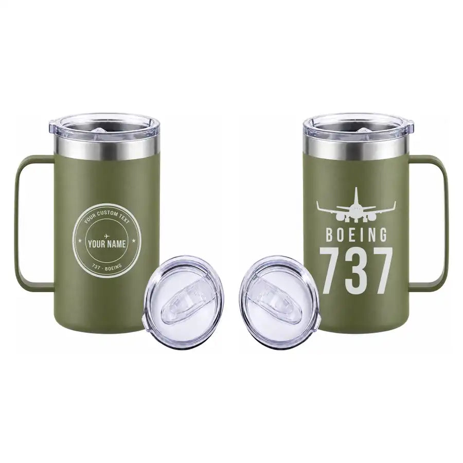 Boeing 737-700 NG - Beverage Mug - Heritage + Name - Army Green