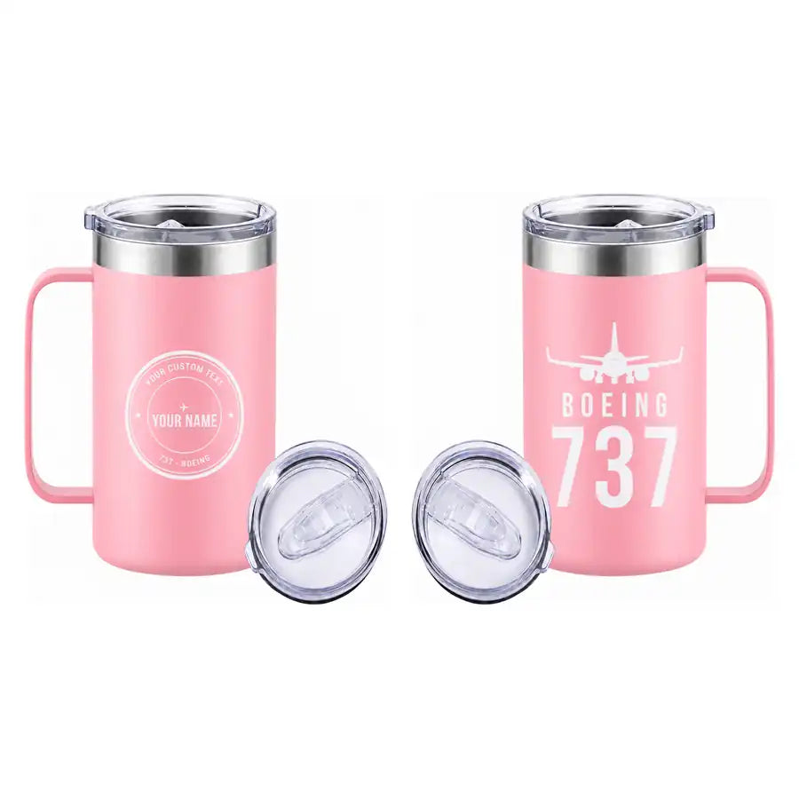 Boeing 737-700 NG - Beverage Mug - Heritage + Name - Pink