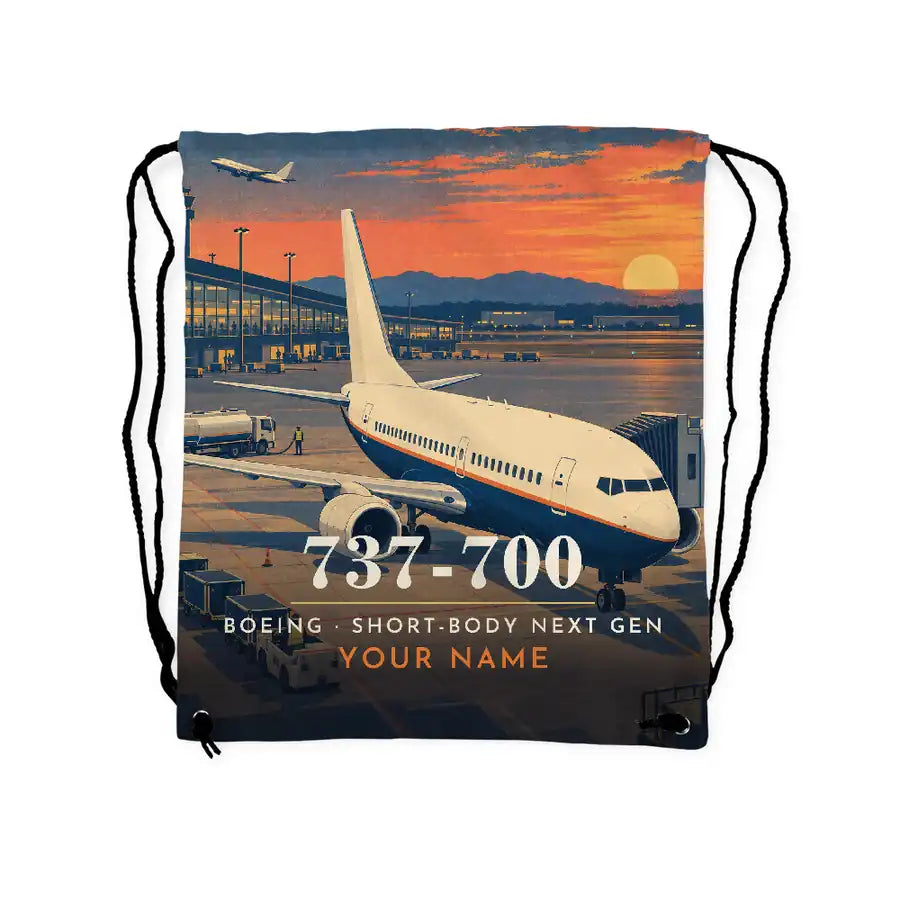 Boeing 737-700 NG - Drawstring Bag - 3D Scene + Name