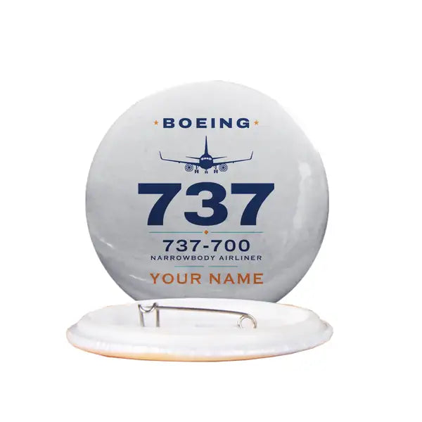Boeing 737-700 NG - Heritage + Name - Pin - Light Gray