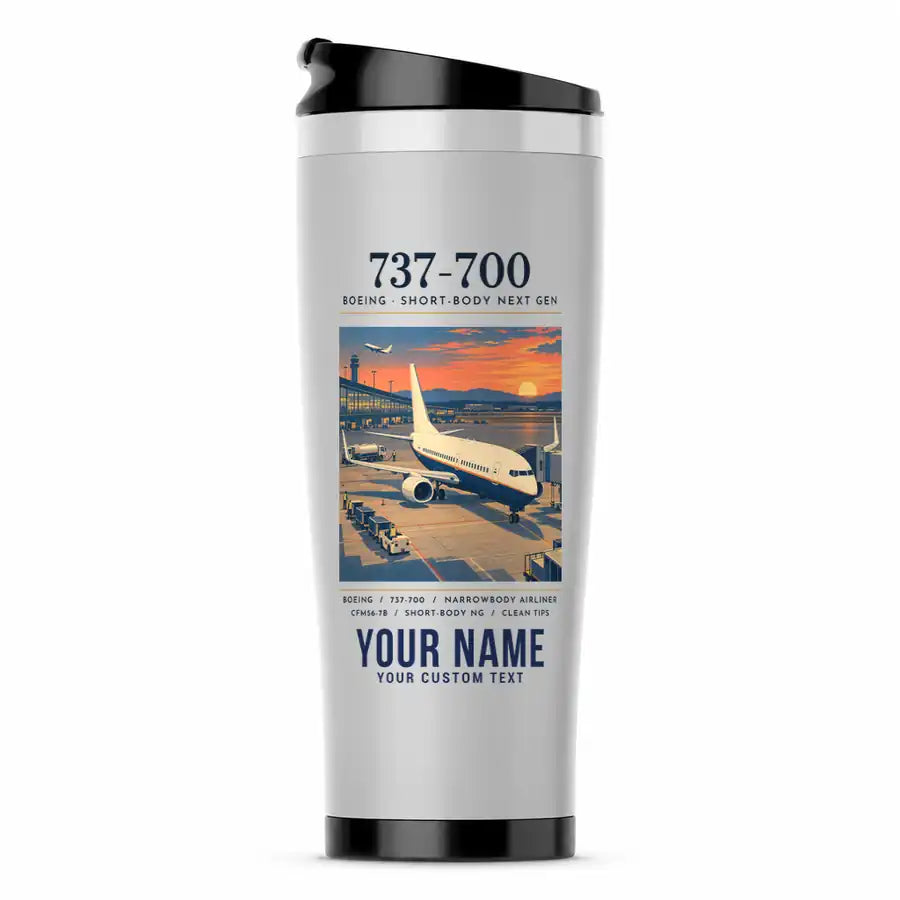 Boeing 737-700 NG - Poster + Name - Stainless Steel (No Holder) - Light Gray
