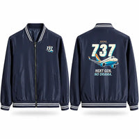 Thumbnail for Boeing 737-700 NG Stylish Jackets - Baseball Collar - Cartoon - Navy Blue
