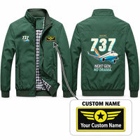 Thumbnail for Boeing 737-700 NG Stylish Jackets - Stand Collar - Cartoon + Name - Green