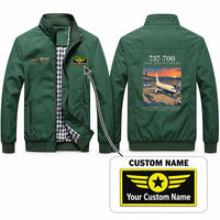 Thumbnail for Boeing 737-700 NG Stylish Jackets - Stand Collar - Poster + Name - Green