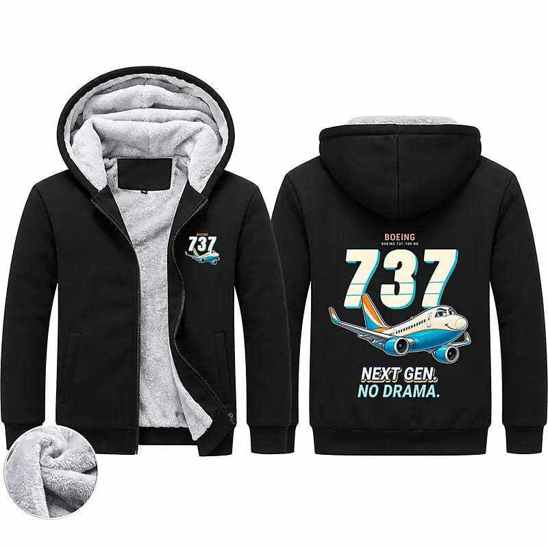 Boeing 737-700 NG Zipped Sweatshirts - Cartoon - Black