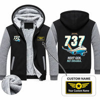 Thumbnail for Boeing 737-700 NG Zipped Sweatshirts - Cartoon + Name - Black & Gray
