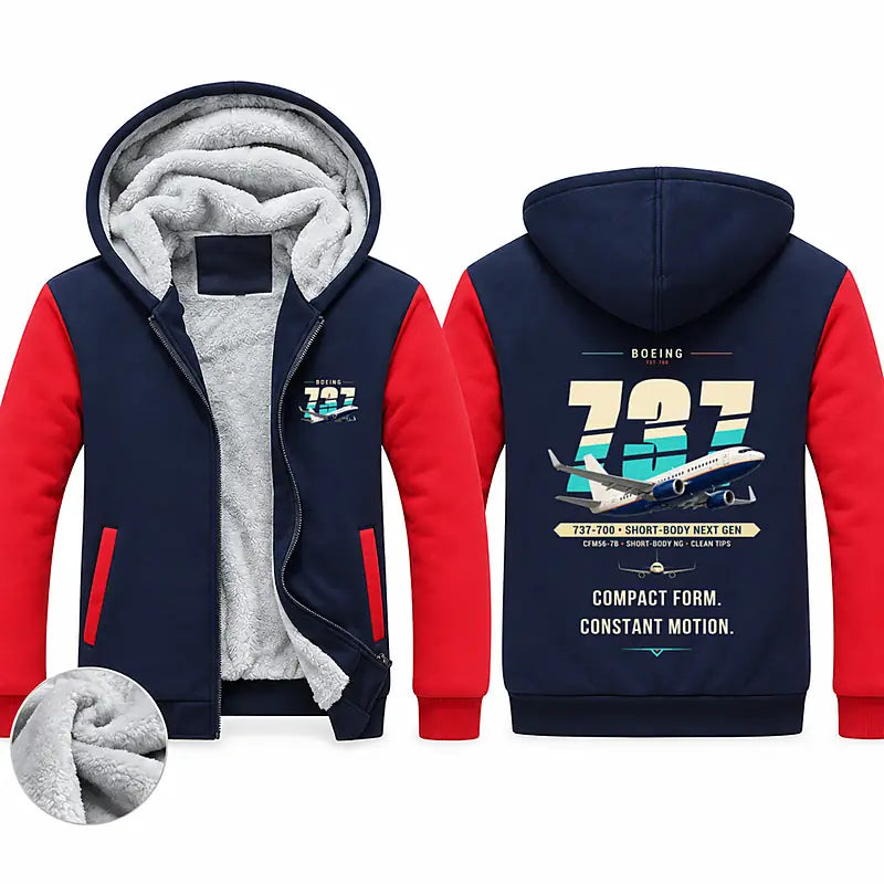 Boeing 737-700 NG Zipped Sweatshirts - Original - Navy & Red