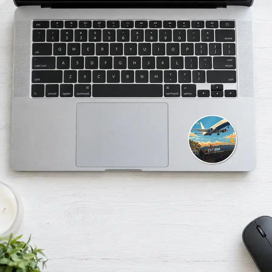 Boeing 737-800 NG - 3D - Circle Sticker - Laptop