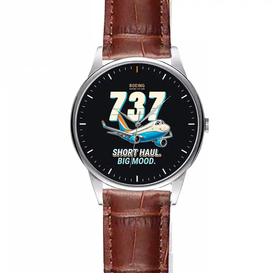 Boeing 737-800 NG - Cartoon - Leather Strap - Striped Brown Leather Strap