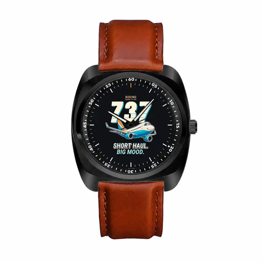 Boeing 737-800 NG - Cartoon - Luxury Cushion - Black and Dark Brown Strap