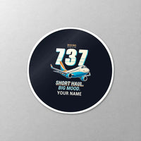 Thumbnail for Boeing 737-800 NG - Cartoon + Name - Circle Sticker - Close-up