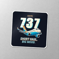 Thumbnail for Boeing 737-800 NG - Cartoon - Square Sticker - Close-up