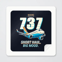 Thumbnail for Boeing 737-800 NG - Cartoon - Square Sticker - Peel