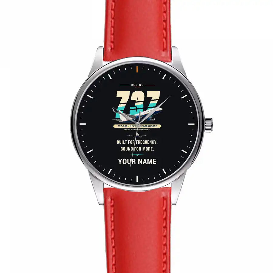 Boeing 737-800 NG - Original + Name - Leather Strap - Red Leather Strap