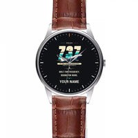 Thumbnail for Boeing 737-800 NG - Original + Name - Leather Strap - Striped Brown Leather Strap