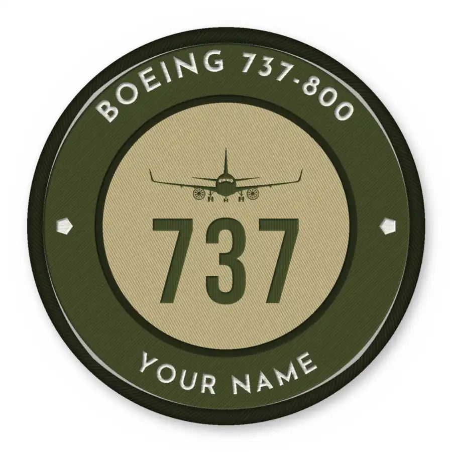 Boeing 737-800 NG Patches - Circle + Name - Olive Khaki