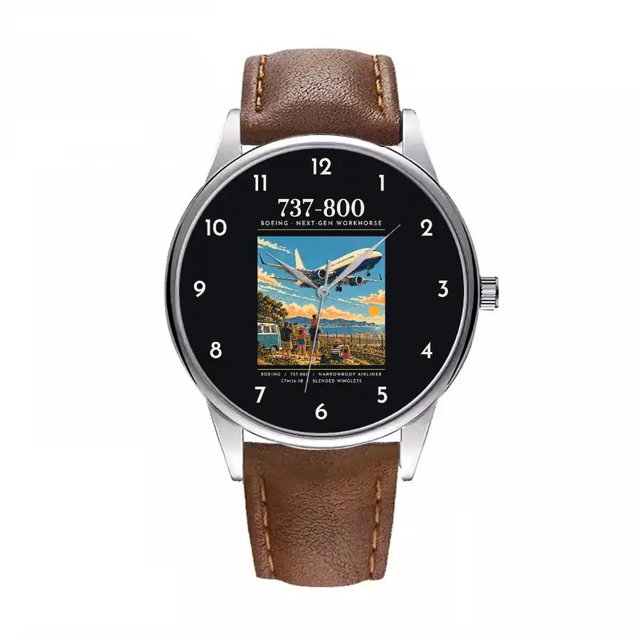 Boeing 737-800 NG - Poster - Leather Strap - Brown Leather Strap