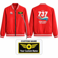 Thumbnail for Boeing 737-800 NG Stylish Jackets - Baseball Collar - Cartoon + Name - Red