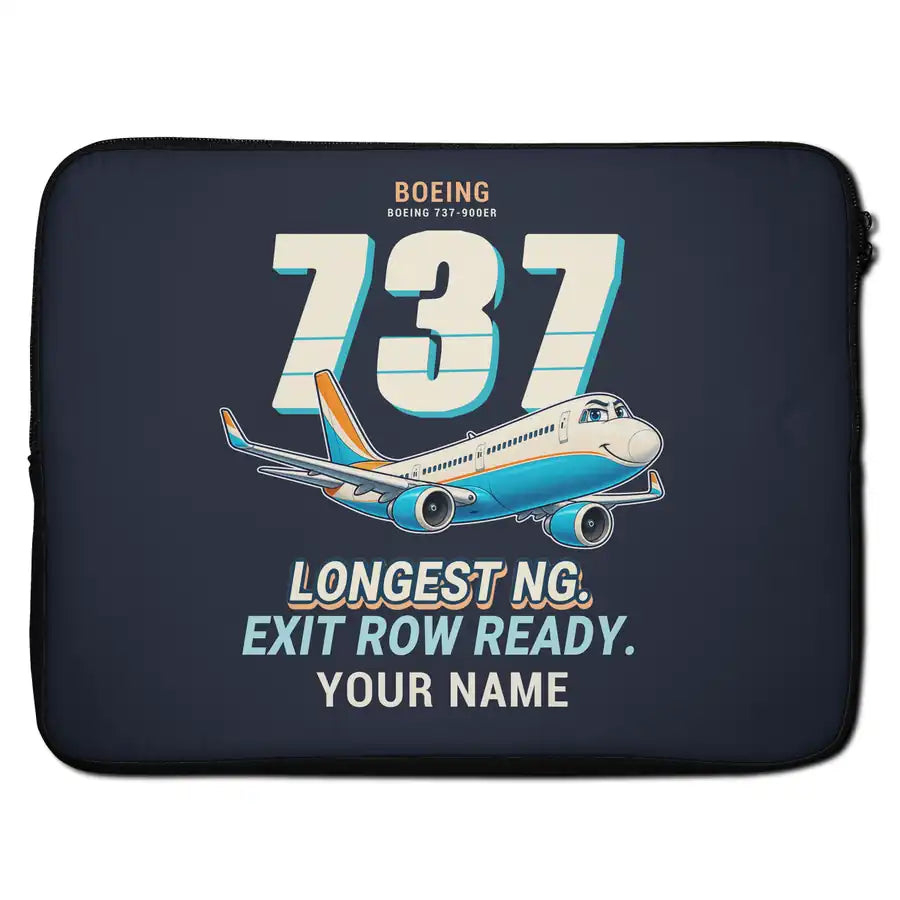 Boeing 737-900ER - Cartoon + Name - Laptop Sleeve