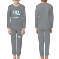 Thumbnail for Boeing 737-900ER - Children Pajamas - Cartoon Chest + Name - Gray